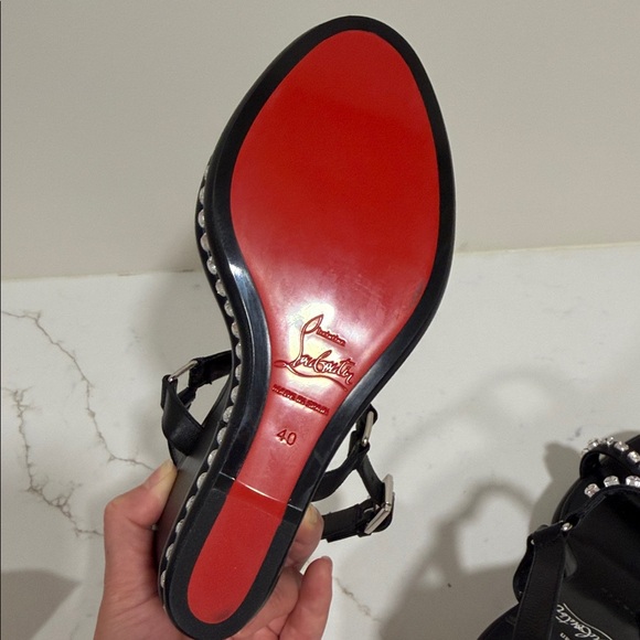 Christian Louboutin Pyrastrass 110mm leather wedge sandal with crystals size 40 - Picture 11 of 12